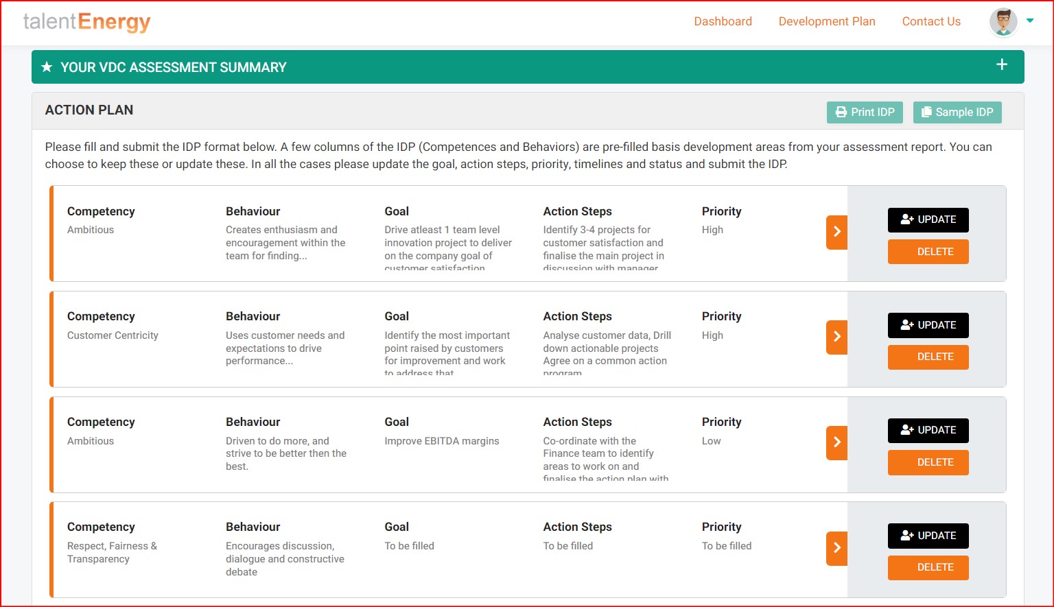 Detailed assessor talent assessment tools